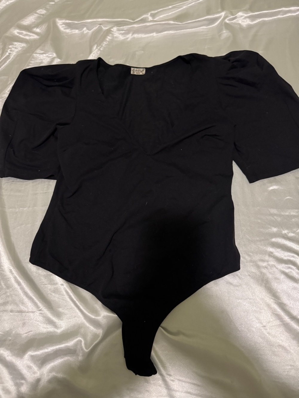 Women’s Black Puff Sleeve Bodysuit